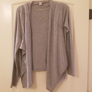 Drape front hooded cardigan